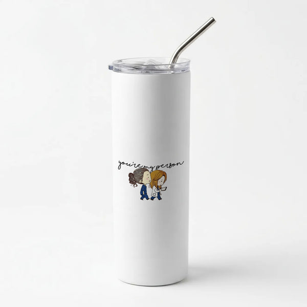 You're My Person Cartoon - Grey's Skinny Tumbler