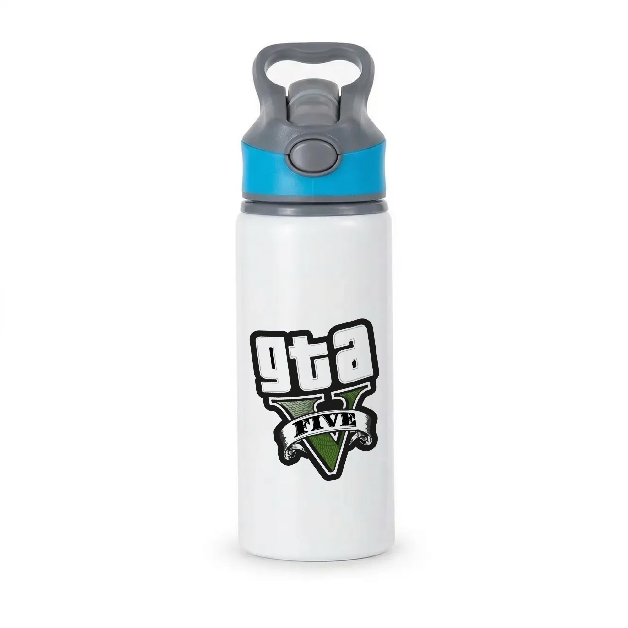 Green Five - Video Game Active Water Bottle - Blue