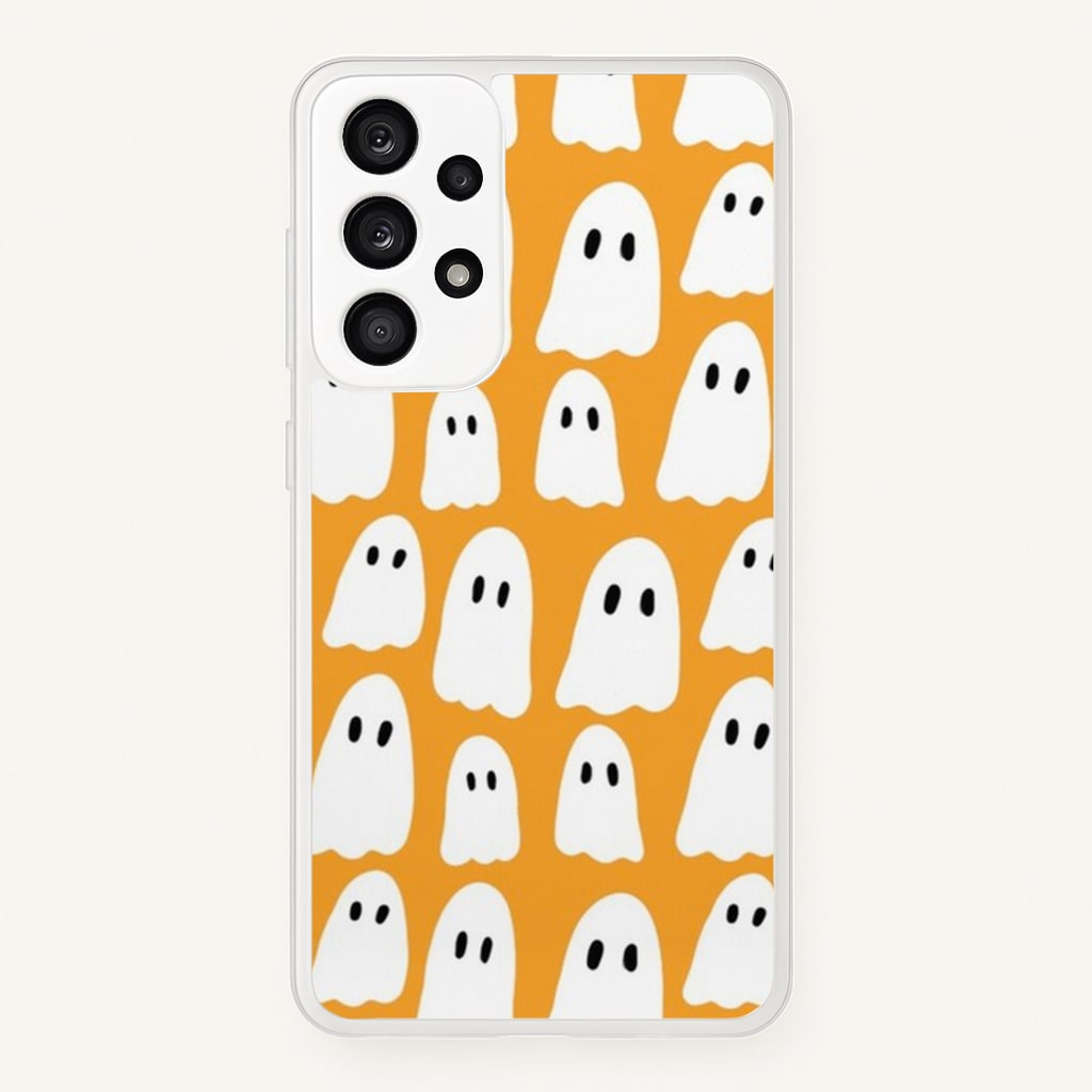 Orange Ghost Halloween Pattern  -  Phone Case for Galaxy A53