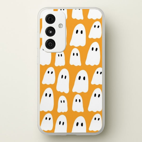 Orange Ghost Halloween Pattern  -  Phone Case for Galaxy A55