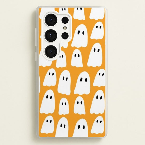 Orange Ghost Halloween Pattern  -  Phone Case for Galaxy S25 Ultra