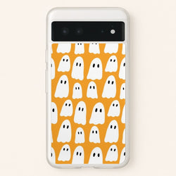 Orange Ghost Halloween Pattern  -  Phone Case for Google Pixel 6
