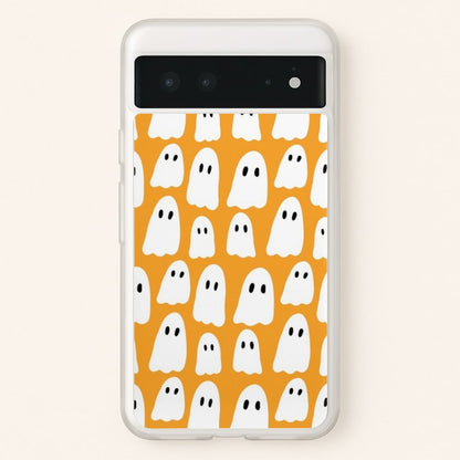 Orange Ghost Halloween Pattern  -  Phone Case for Google Pixel 6