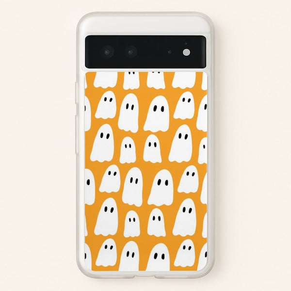 Orange Ghost Halloween Pattern  -  Phone Case for Google Pixel 6
