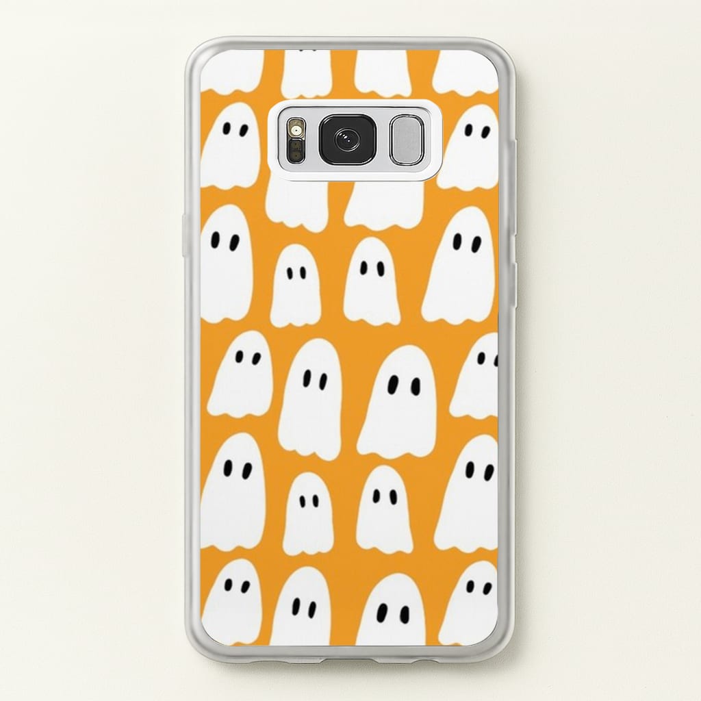 Orange Ghost Halloween Pattern  -  Phone Case for Galaxy S8 Plus