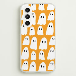 Orange Ghost Halloween Pattern  -  Phone Case for Galaxy S23FE