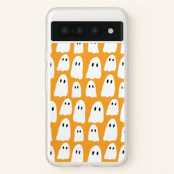 Orange Ghost Halloween Pattern  -  Phone Case for Google Pixel 7 Pro