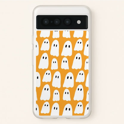 Orange Ghost Halloween Pattern  -  Phone Case for Google Pixel 7 Pro