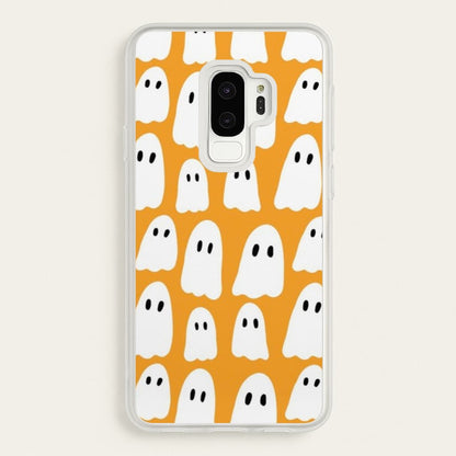 Orange Ghost Halloween Pattern  -  Phone Case for Galaxy S9 Plus
