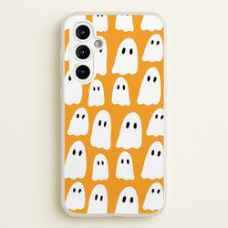Orange Ghost Halloween Pattern  -  Phone Case for Galaxy A54