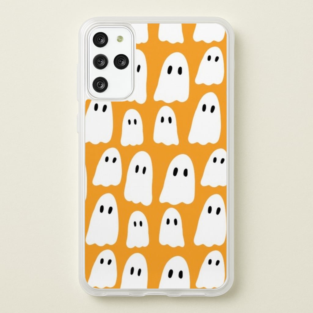 Orange Ghost Halloween Pattern  -  Phone Case for Galaxy S20 Plus