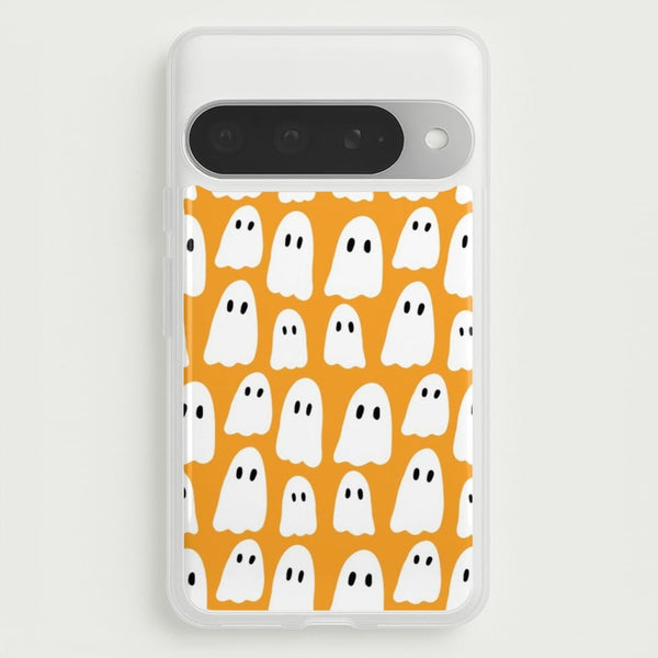 Orange Ghost Halloween Pattern Phone Case for Google Pixel 10 Pro XL