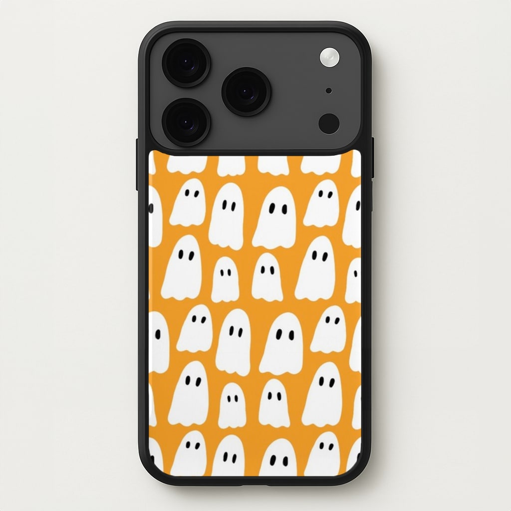 Orange Ghost Halloween Pattern Phone Case for iPhone 17 Pro Max