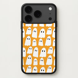Orange Ghost Halloween Pattern Phone Case for iPhone 17 Pro Max