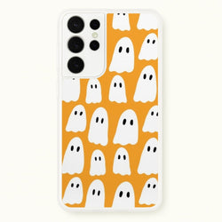 Orange Ghost Halloween Pattern  -  Phone Case for Galaxy S21 Ultra