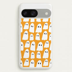 Orange Ghost Halloween Pattern  -  Phone Case for Google Pixel 9 / 9 Pro