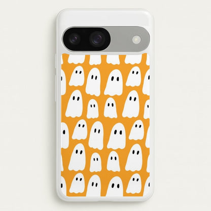 Orange Ghost Halloween Pattern  -  Phone Case for Google Pixel 9 / 9 Pro