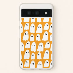 Orange Ghost Halloween Pattern  -  Phone Case for Google Pixel 8