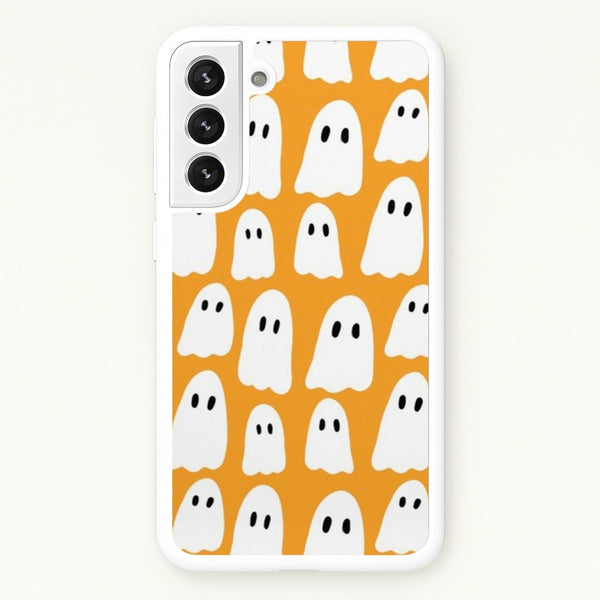Orange Ghost Halloween Pattern  -  Phone Case for Galaxy S22 Plus