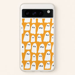 Orange Ghost Halloween Pattern  -  Phone Case for Google Pixel 8 Pro