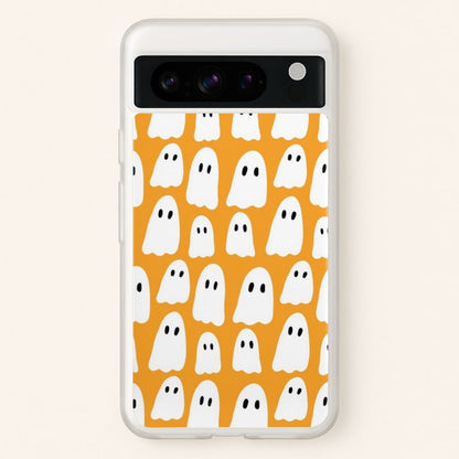 Orange Ghost Halloween Pattern  -  Phone Case for Google Pixel 8 Pro
