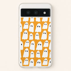 Orange Ghost Halloween Pattern  -  Phone Case for Google Pixel 8a