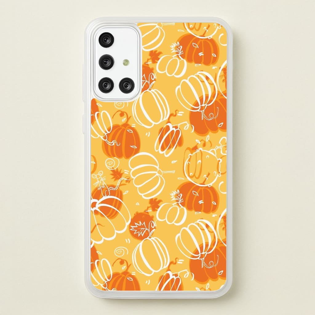 Drawn Pumpkin Pattern  -  Phone Case for Galaxy A71