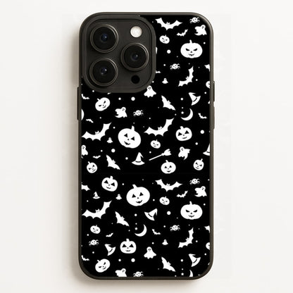Black and White Halloween Pattern  -  Phone Case for iPhone 16 Pro Max