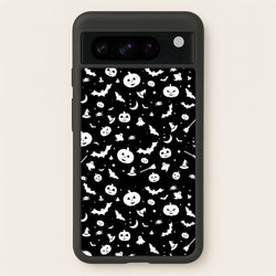 Black and White Halloween Pattern  -  Phone Case for Google Pixel 8 Pro