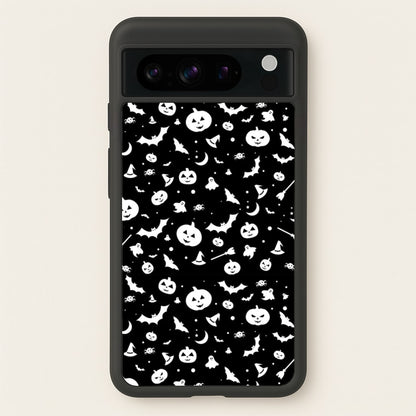 Black and White Halloween Pattern  -  Phone Case for Google Pixel 8 Pro