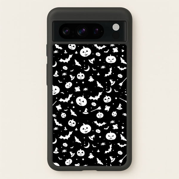 Black and White Halloween Pattern  -  Phone Case for Google Pixel 8 Pro