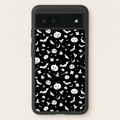 Black and White Halloween Pattern  -  Phone Case for Google Pixel 6a