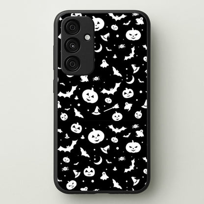 Black and White Halloween Pattern  -  Phone Case for Galaxy A55