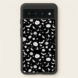 Black and White Halloween Pattern  -  Phone Case for Google Pixel 7 Pro