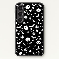 Black and White Halloween Pattern  -  Phone Case for Galaxy S24 Plus