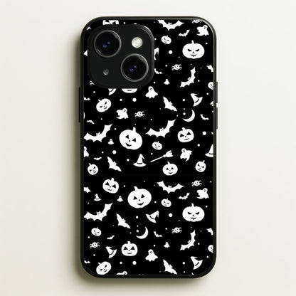 Black and White Halloween Pattern  -  Phone Case for iPhone 15