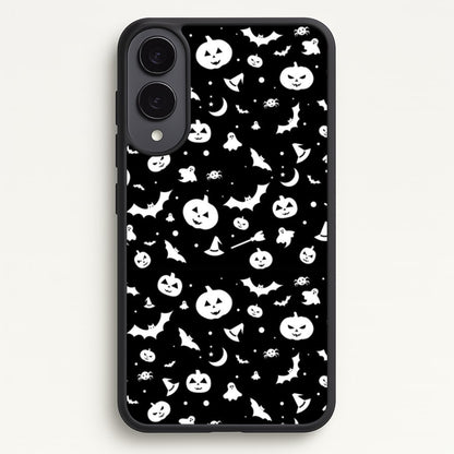 Black and White Halloween Pattern  -  Phone Case for Galaxy S25 Edge