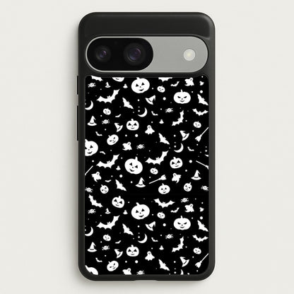 Black and White Halloween Pattern  -  Phone Case for Google Pixel 9 / 9 Pro