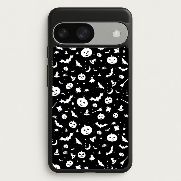 Black and White Halloween Pattern  -  Phone Case for Google Pixel 9 / 9 Pro