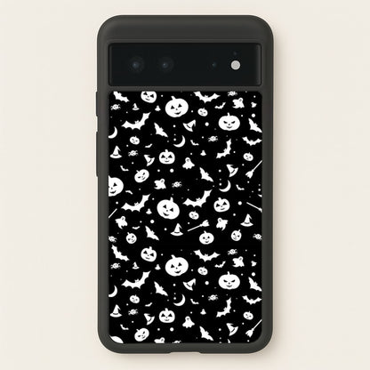 Black and White Halloween Pattern  -  Phone Case for Google Pixel 6