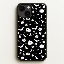 Black and White Halloween Pattern  -  Phone Case for iPhone 13 Mini