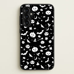 Black and White Halloween Pattern  -  Phone Case for Galaxy A54