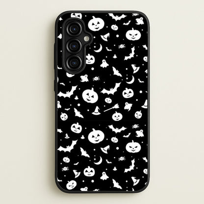 Black and White Halloween Pattern  -  Phone Case for Galaxy A54
