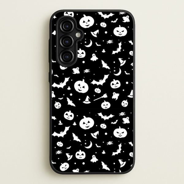 Black and White Halloween Pattern  -  Phone Case for Galaxy A54