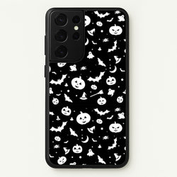 Black and White Halloween Pattern  -  Phone Case for Galaxy S21 Ultra