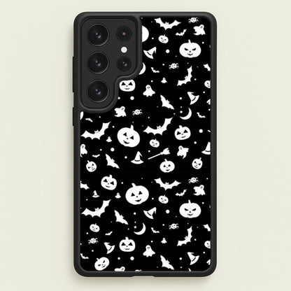 Black and White Halloween Pattern  -  Phone Case for Galaxy S23 Ultra