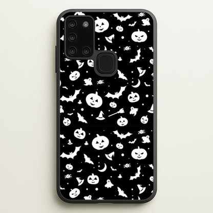 Black and White Halloween Pattern  -  Phone Case for Galaxy A21s