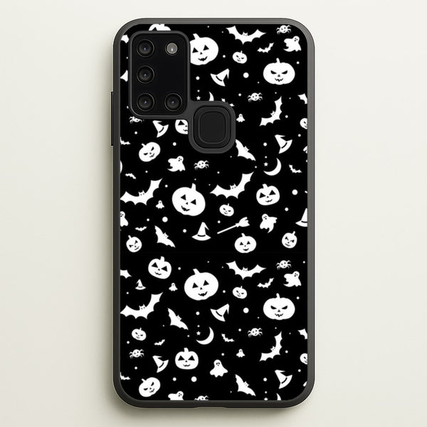 Black and White Halloween Pattern  -  Phone Case for Galaxy A21s
