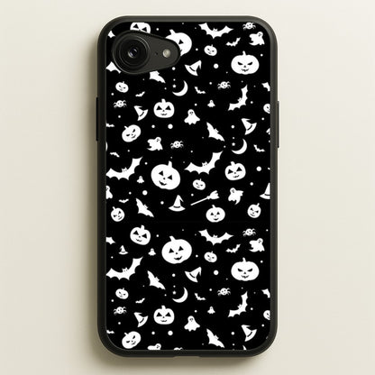 Black and White Halloween Pattern  -  Phone Case for iPhone 16e