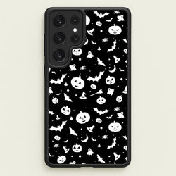 Black and White Halloween Pattern  -  Phone Case for Galaxy S22 Ultra